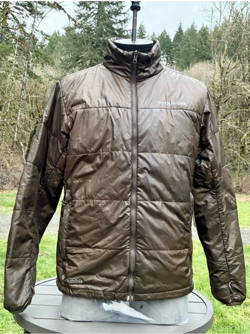 Columbia Lightweight Puffer Jacket Mens L Brown Titanium PNW Outdoorsy Omni Camp
